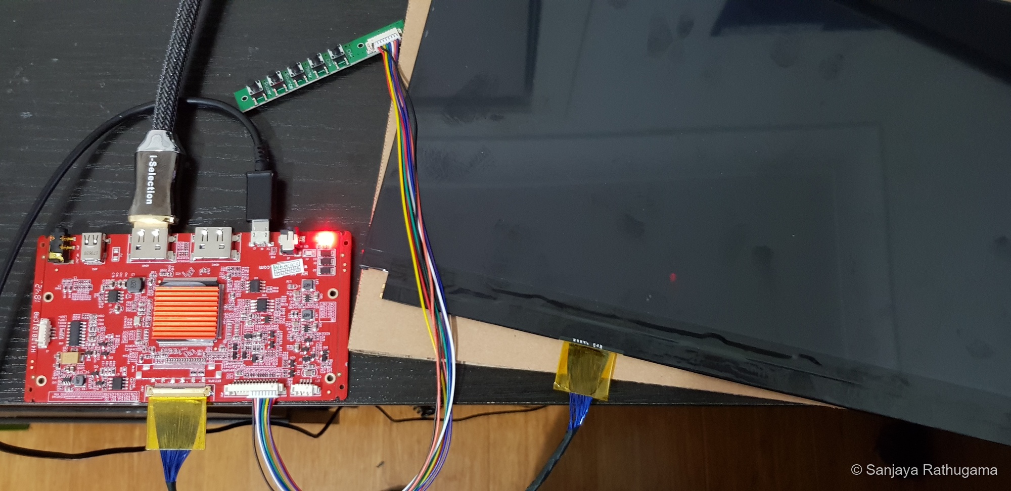 LCD and HDMI controller on the bench, July 2019