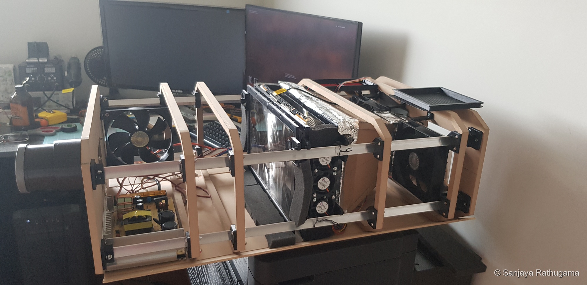 Another view of the open projector construction