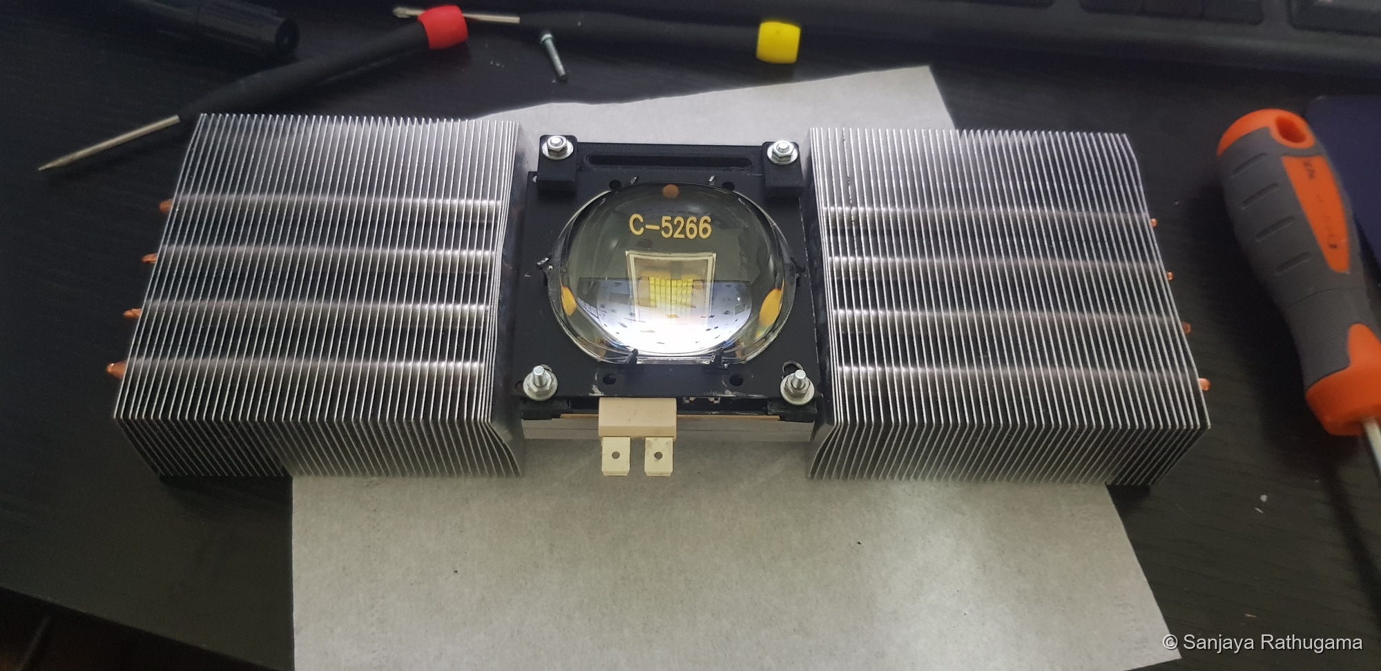 LED, heatsink and condenser assembly