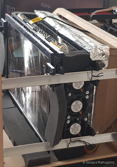 Close-up of the small fans beside the LCD