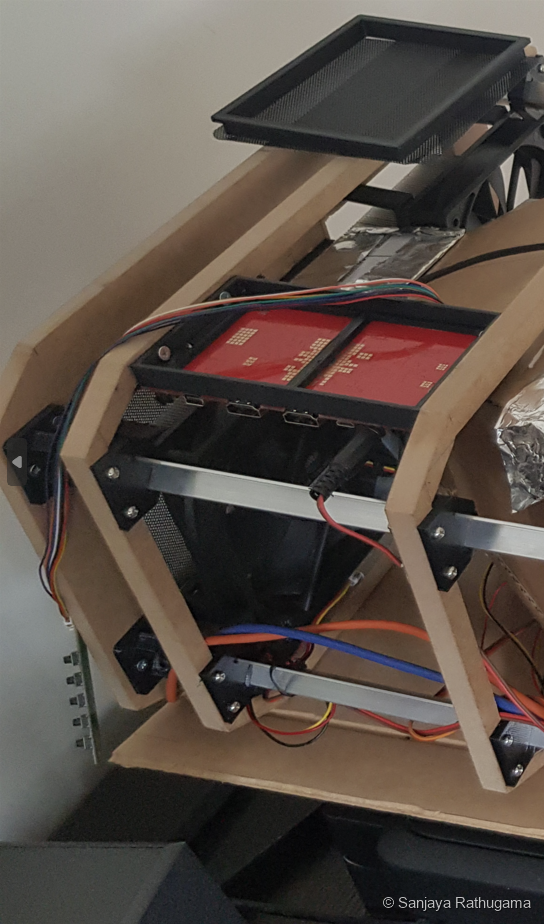 Close-up of the rear exhaust-fan arrangement